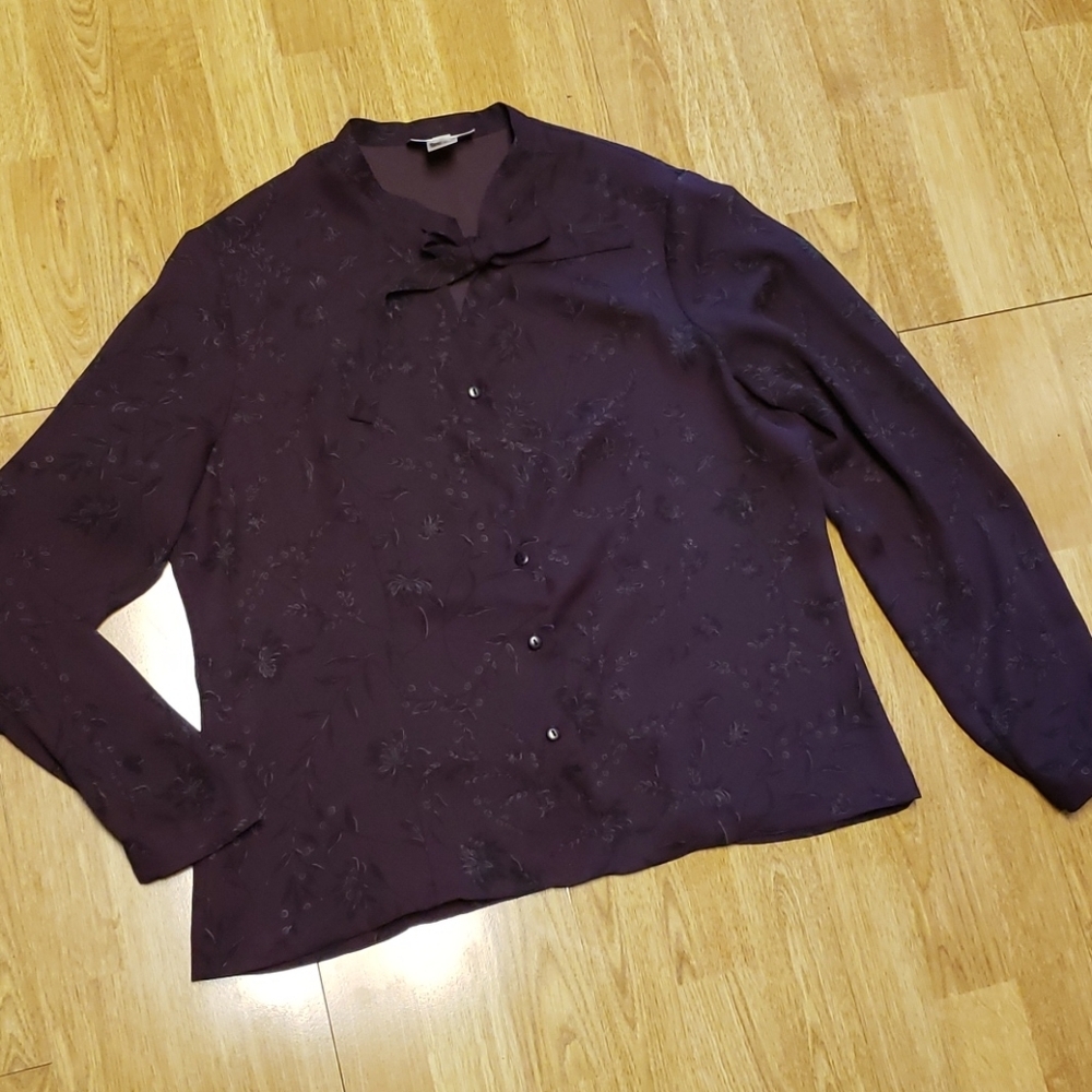 Pendleton deep plum floral blouse size 14